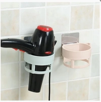 Plastic Self Adhesive Hair Dryer Holder Bathroom Wall Storage Shelf Organizer Stand, (Multi Color) - 1 Pc 
